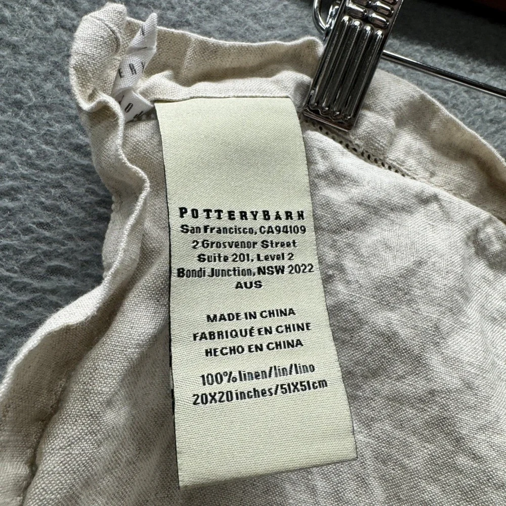 Pottery Barn Linen Napkins Set of‎ 4 Hemstitch Flax Tan Table Linens 20